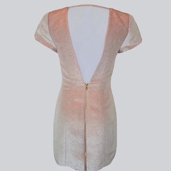 Express Pink Metallic Short Sleeve Dress Sz 8 - Picture 3 of 12